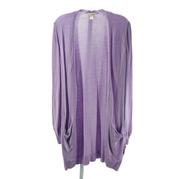 Maison Jules Long Open-Front Jersey Cardigan Lilac Moon XS - Picture 2 of 7